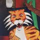 Modern Indian Art Canvas Painting of Tiger and Musician