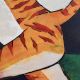 Modern Indian Art Canvas Painting of Tiger and Musician