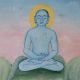 Traditional Jain Paper Painting with Watercolors Depicting Spiritual Journey