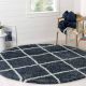 Modern Blue Shaggy Living Mat