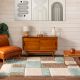Modern Multicolor Geometric Hall Rug