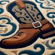 Handtufted Western Boot Emblem Wool Rug