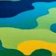 Handtufted Blue Green Puzzle Wool Rug