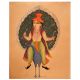 Vintage Kalighat Paper Painting of Hindu God Sitting on Peacock