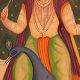 Vintage Kalighat Paper Painting of Hindu God Sitting on Peacock