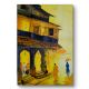 Handpainted Traditional Street Scene with Ornate Wooden House