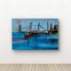 Handpainted City Harbor with Bridge and Sailing Boats