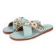 Turquoise Cross Over Slip Adorned with Daisies