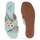 Turquoise Cross Over Slip Adorned with Daisies