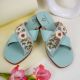 Turquoise Cross Over Slip Adorned with Daisies