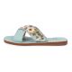 Turquoise Cross Over Slip Adorned with Daisies