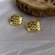 18K Gold Plated Textured Rhombus Modern Stud Earrings
