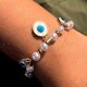 18K Gold Plated Pearl Protection Charm Bracelet