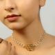 Kundan Stone & Pearl Choker Necklace with Floral Motif