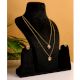 Gold Tone Layered Necklace and Stud Earring Set with Halo Pendants