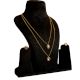 Gold Tone Layered Necklace and Stud Earring Set with Halo Pendants