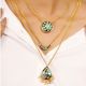 Green Kundan Multi-Layer Necklace with Gold Tone Chains & Pearl Tassels