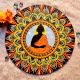 Handpainted Meditating Buddha Mandala Wooden Wall Art
