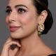 Emerald Enamel Mirror Drop Earrings with Handcrafted Gold Tone Finish