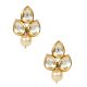 Pearl Drop Mirror Stud Earrings with Triple Teardrop Design