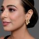Pearl Drop Mirror Stud Earrings with Triple Teardrop Design