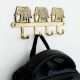 Golden Brass Three Elephant Wall Hook