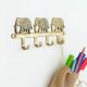 Golden Brass Three Elephant Wall Hook