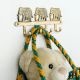 Golden Brass Three Elephant Wall Hook