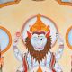 Lord Narasimha with Lakshmi Depicted in Kalighat Folk Art by Artist Sahajan Chitrakar
