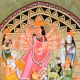 Cloth and Paper Kalighat Painting of Goddess Durga Slaying Mahishasura by Artist Sahajan Chitrakar