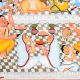 Cloth and Paper Kalighat Painting of Goddess Durga Slaying Mahishasura by Artist Sahajan Chitrakar