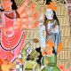Cloth and Paper Kalighat Painting of Goddess Durga Slaying Mahishasura by Artist Sahajan Chitrakar