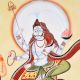 Hand-Painted Kalighat Painting of Lord Shiva with Nandi by Artist Sahajan Chitrakar