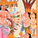 Paper and Cloth Kalighat Painting of Lord  Hanumanji by Artist Sahajan Chitrakar