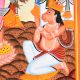Paper and Cloth Kalighat Painting of Lord  Hanumanji by Artist Sahajan Chitrakar