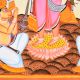 Paper and Cloth Kalighat Painting of Lord  Hanumanji by Artist Sahajan Chitrakar