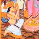 Paper and Cloth Kalighat Painting of Lord  Hanumanji by Artist Sahajan Chitrakar