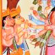 Paper and Cloth Kalighat Painting of Lord  Hanumanji by Artist Sahajan Chitrakar