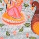 Ganesh & Lakshmi on Lotus Boat Kalighat Paper and Cloth Painting by Artist Sahajan Chitrakar