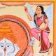 Cloth and Paper Dancing Lord Ganesha Kalighat Painting by Artist Sahajan Chitrakar