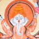 Cloth and Paper Dancing Lord Ganesha Kalighat Painting by Artist Sahajan Chitrakar