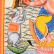 Cloth and Paper Dancing Lord Ganesha Kalighat Painting by Artist Sahajan Chitrakar