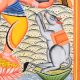Cloth and Paper Dancing Lord Ganesha Kalighat Painting by Artist Sahajan Chitrakar