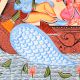 Lord Vishnu in Makara Boat Cloth and Paper Kalighat Painting by Artist Sahajan Chitrakar