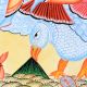 Traditional Cloth Paper Kalighat Painting of Vishnu & Lakshmi on Garuda by Artist Sahajan Chitrakar