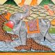 Traditional Cloth Paper Kalighat Painting of Vishnu & Lakshmi on Garuda by Artist Sahajan Chitrakar