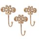 3 Pieces Single Brass Flower Wall Mounted Hook In Antique Finish
