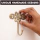 3 Pieces Single Brass Flower Wall Mounted Hook In Antique Finish