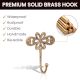 3 Pieces Single Brass Flower Wall Mounted Hook In Antique Finish