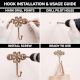 3 Pieces Single Brass Flower Wall Mounted Hook In Antique Finish